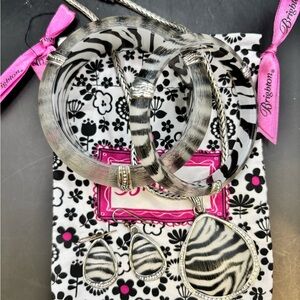Brighton Trinity  Black and White Zebra Acrylic & Silver Jewelry Set